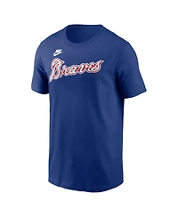 Nike Men's Hank Aaron Royal Atlanta Braves Cooperstown Collection Name and Number T-Shirt