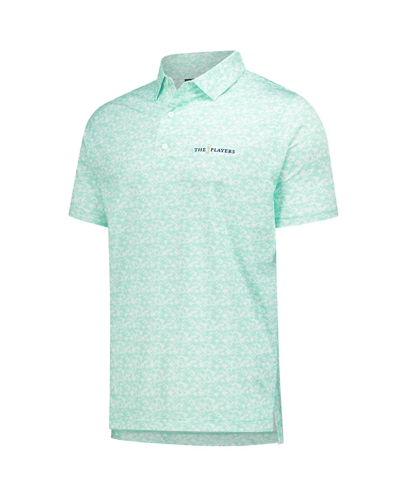 FootJoy Men's Teal The Players Hidden Palm Print Lisle Polo Shirt