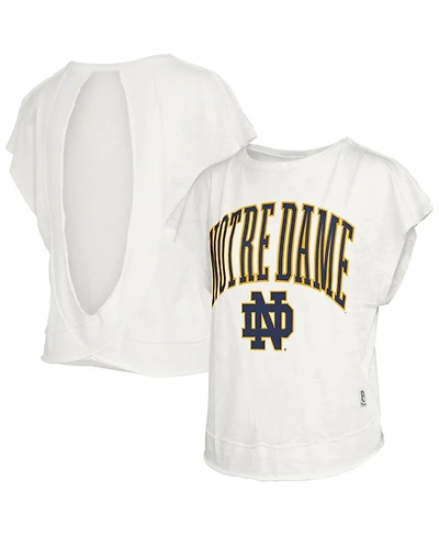 Pressbox Women's Cream Notre Dame Fighting Irish Nelson Movement Open Back Slub T-Shirt