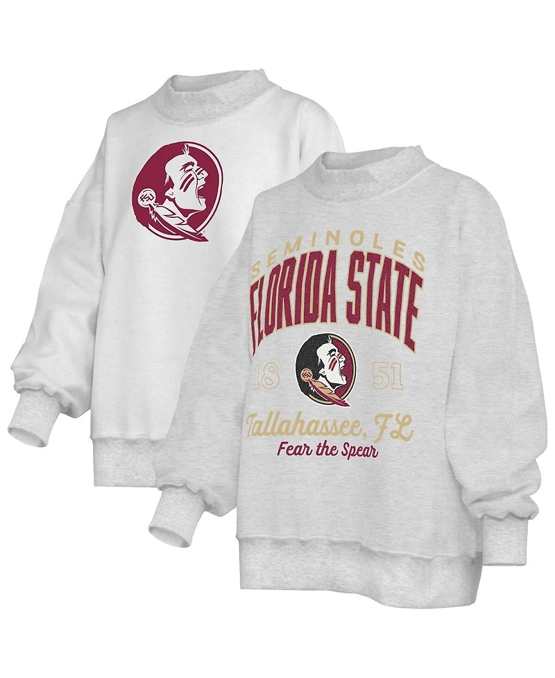 Pressbox Women's Heather Gray Florida State Seminoles Reversible Sweatshirt