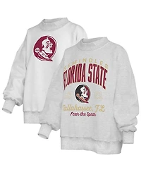 Pressbox Women's Heather Gray Florida State Seminoles Reversible Sweatshirt