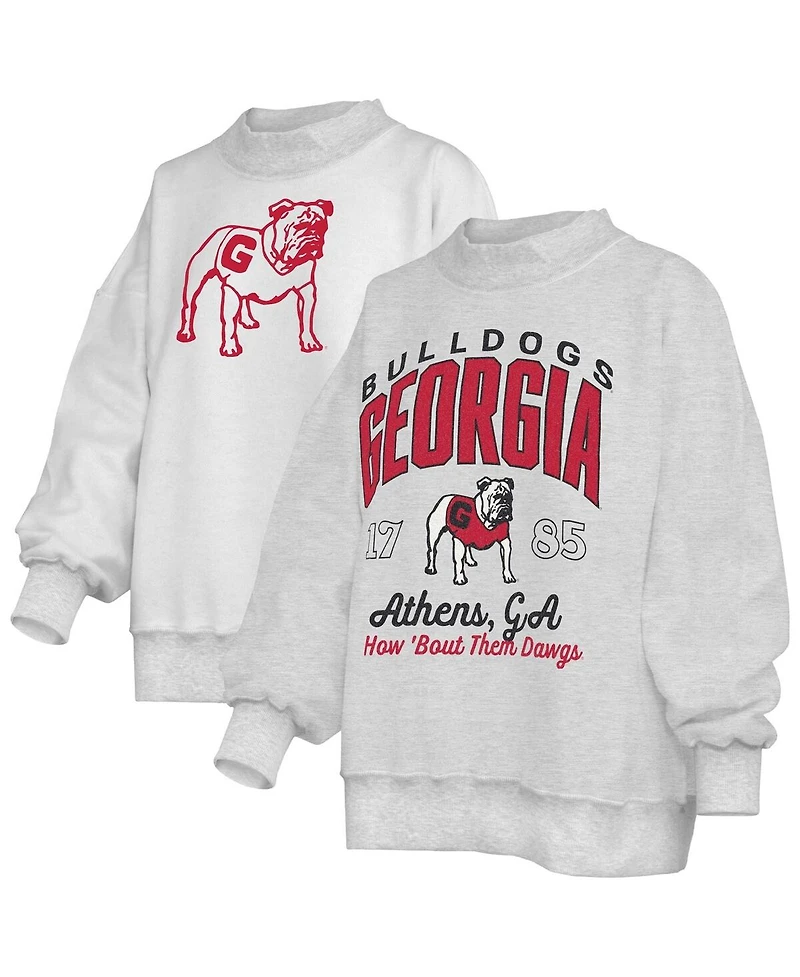 Pressbox Women's Heather Gray Georgia Bulldogs Reversible Sweatshirt