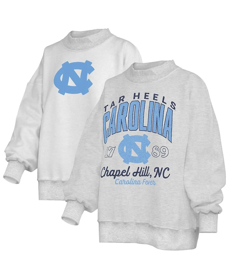 Pressbox Women's Heather Gray North Carolina Tar Heels Reversible Sweatshirt
