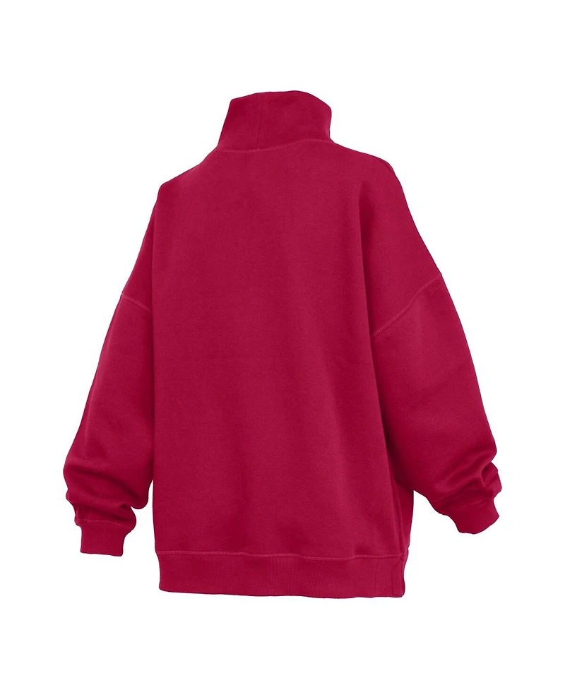 Pressbox Women's Crimson Indiana Hoosiers Oversized Mock Neck Sweatshirt
