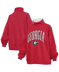 Pressbox Women's Red Georgia Bulldogs Oversized Mock Neck Sweatshirt