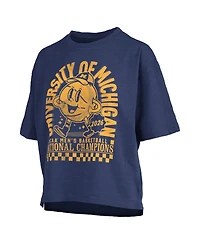 Pressbox Women's Navy Michigan Wolverines 2026 Ncaa Men's Basketball National Champions Motley Crew Oversized Boxy T-Shirt