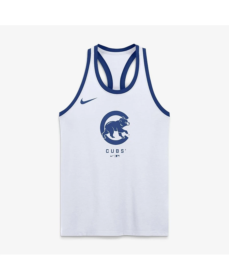 Nike Women's White Chicago Cubs Tri-Blend Dri-fit Racerback Tank Top