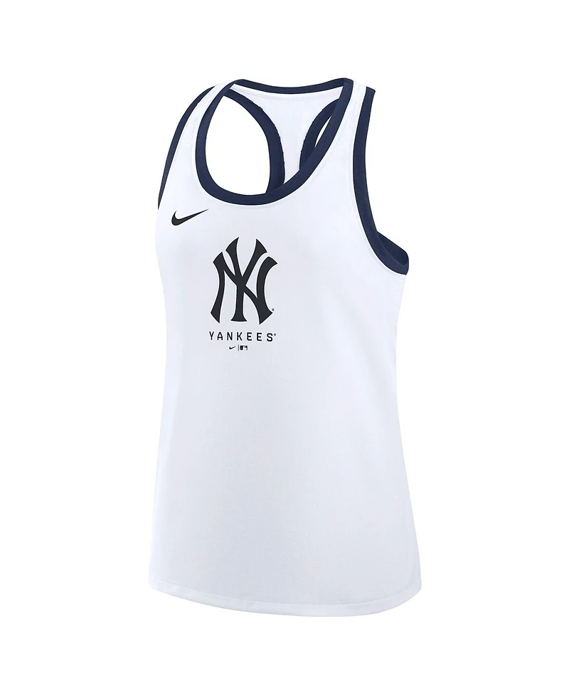 Nike Women's White New York Yankees Tri-Blend Dri-fit Racerback Tank Top