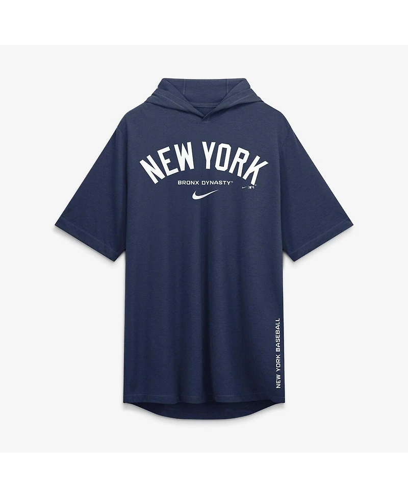 Nike Men's Navy New York Yankees Arched Wordmark Tri-Blend Hooded T-Shirt
