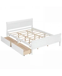 Costway Bed Frame with Storage Drawers, Wood Platform Headboard Footboard