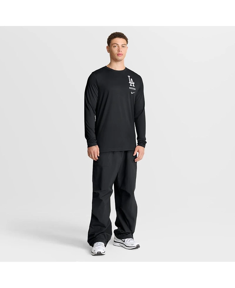 Nike Men's Black Los Angeles Dodgers 2-Hit Legend Dri-fit Long Sleeve T-Shirt