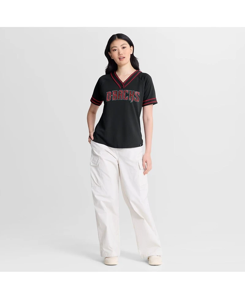 Fanatics Women's Black Arizona Diamondbacks Diva Race Ahead Raglan V-Neck T-Shirt
