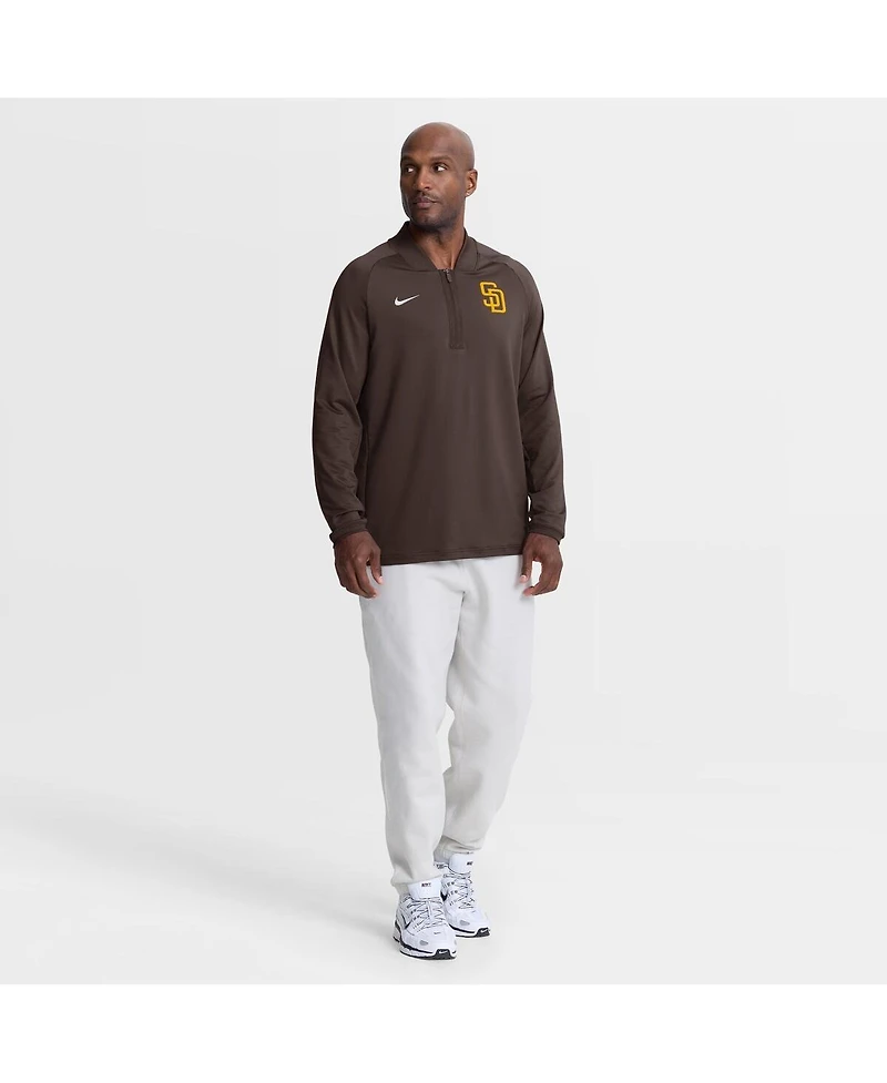 Nike Men's Brown San Diego Padres Authentic Collection Dri-fit Raglan Half-Zip Pullover Sweatshirt