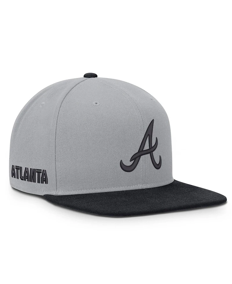 Nike Men's Gray/Navy Atlanta Braves Primetime Pro Dri-fit Snapback Hat