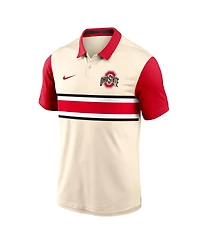 Nike Men's Natural/Scarlet Ohio State Buckeyes Vapor Primary Logo Dri-fit Polo Shirt