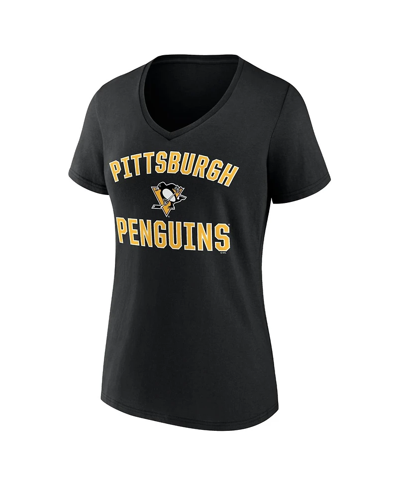 Logo Athletic Women's Black Pittsburgh Penguins Arch Victory V-Neck T-Shirt