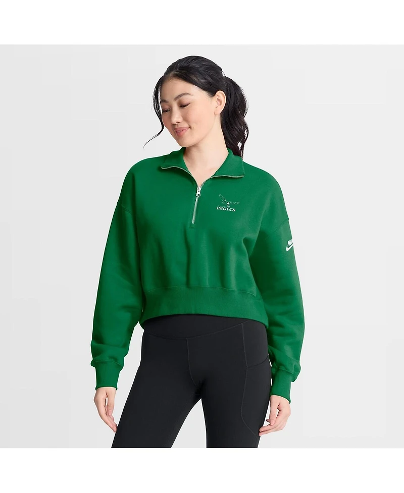 Nike Women's Kelly Green Philadelphia Eagles Phoenix Fleece Quarter-Zip Sweatshirt
