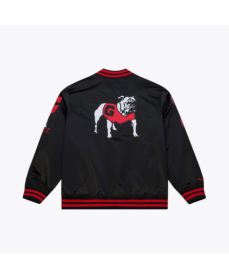 Mitchell & Ness Men's Black Georgia Bulldogs Double Clutch Lightweight Satin Full-Snap Jacket