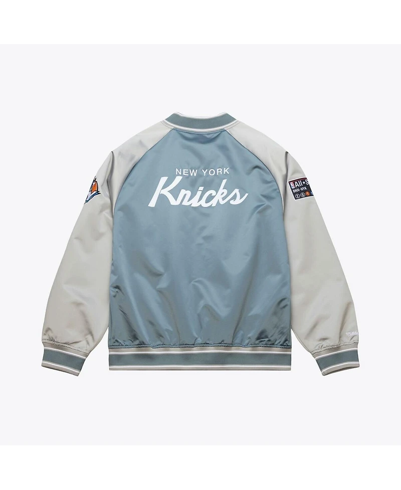 Mitchell & Ness Men's Blue/Silver New York Knicks Thunderstorm Lightweight Satin Full-Snap Jacket