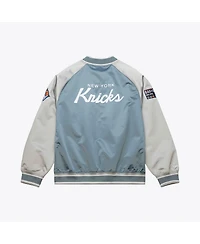 Mitchell & Ness Men's Blue/Silver New York Knicks Thunderstorm Lightweight Satin Full-Snap Jacket