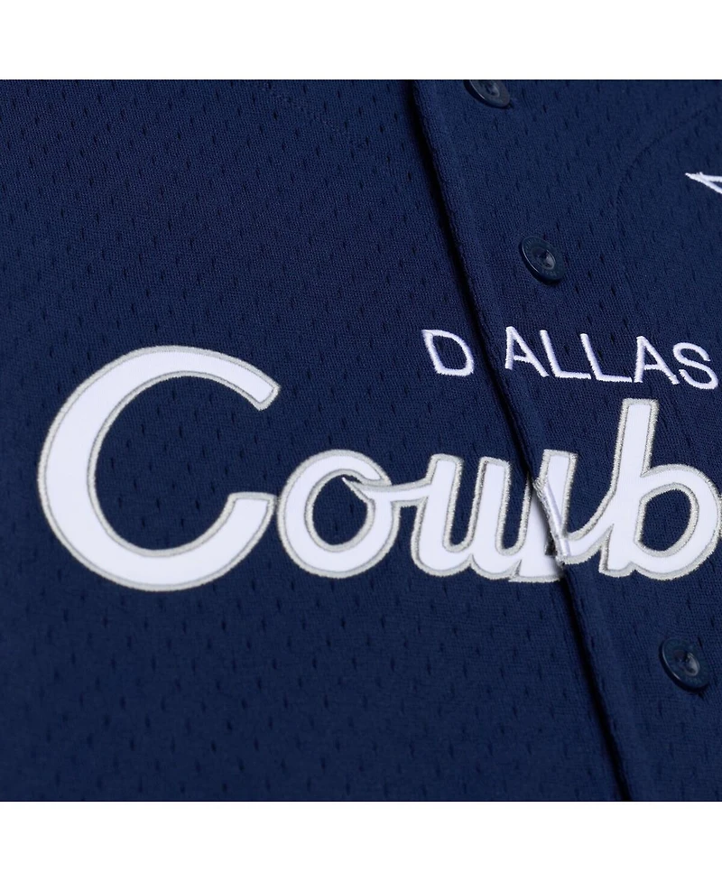 Mitchell & Ness Men's Navy Dallas Cowboys Head Coach Mesh Full-Button Fashion Jersey