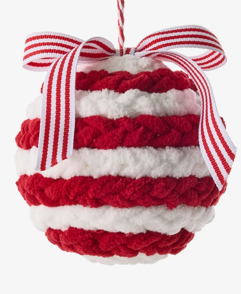Holiday Lane Christmas Cheer Soft Red Stripe Ball Ornament, Macy's Exclusive