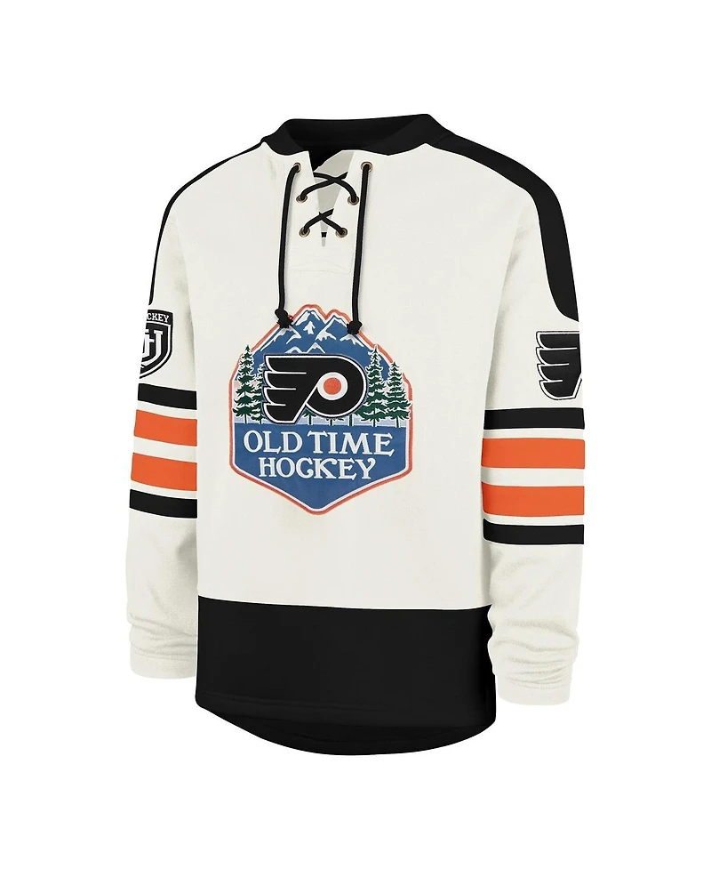 '47 Brand Men's Cream Philadelphia Flyers Pond Hockey Trio Eternal Lacer Sweatshirt