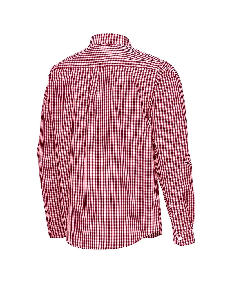 Antigua Men's Crimson Alabama Tide Ellis Woven Tri-Blend Long Sleeve Button-Down Shirt