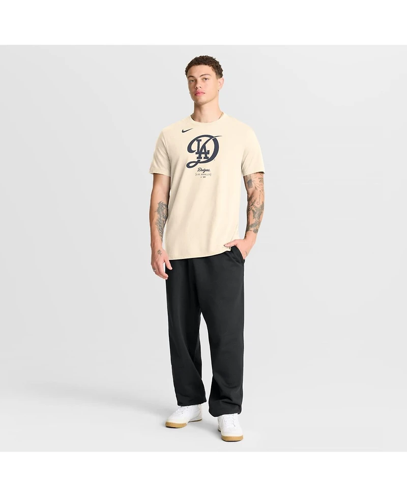 Nike Men's Cream Los Angeles Dodgers City Connect Large Logo T-Shirt