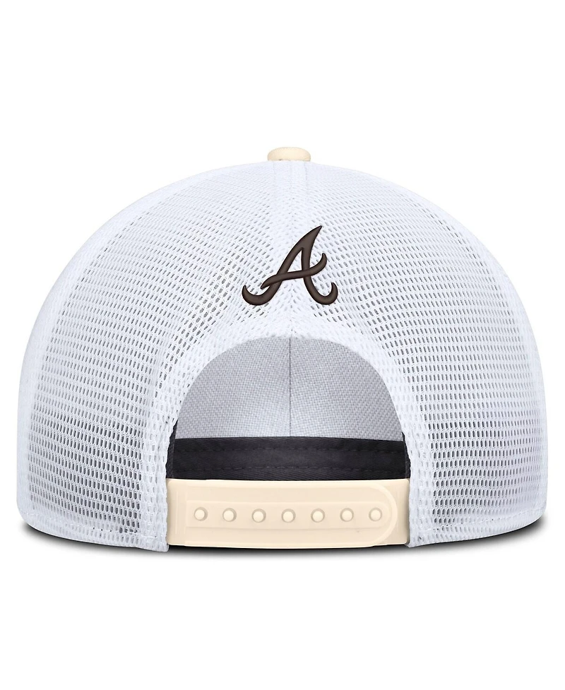 Nike Men's Natural/White Atlanta Braves Rise Dri-fit Trucker Adjustable Hat