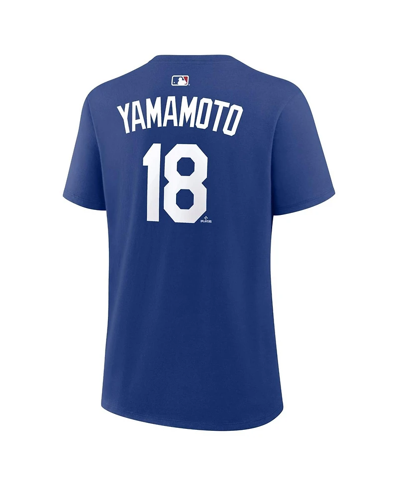 Nike Women's Yoshinobu Yamamoto Royal Los Angeles Dodgers Name and Number T-Shirt