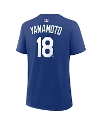 Nike Women's Yoshinobu Yamamoto Royal Los Angeles Dodgers Name and Number T-Shirt