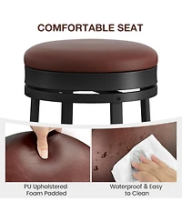 homfan Set of 2 Modern Adjustable Bar Stools, Round Faux Leather Seat, 360degree (s) Swivel, Metal Frame Footrest, 127kg Capacity for Kitchen Dining