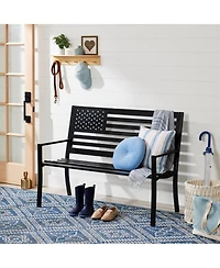 Best Choice Products Indoor Outdoor Steel Garden Bench American Flag Backrest, 790lb Capacity