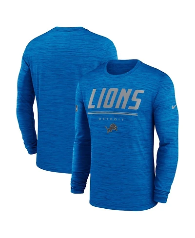 Nike Men's Blue Detroit Lions Sideline Offensive Transition Velocity Dri-fit Long Sleeve T-Shirt