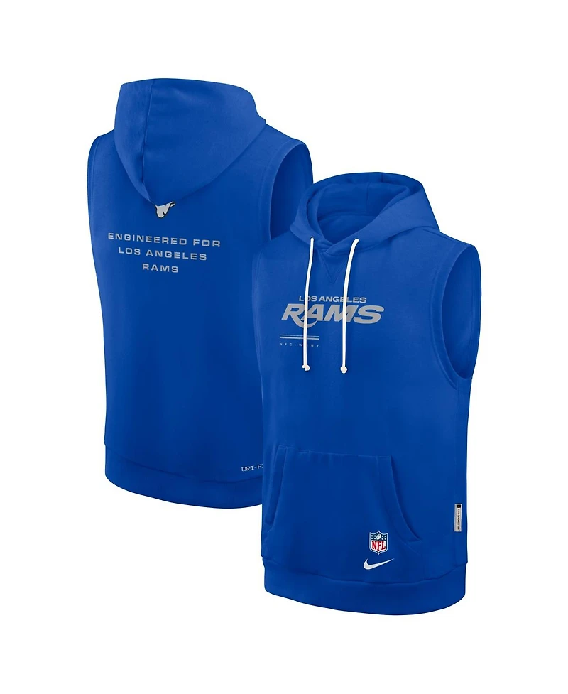 Nike Men's Royal Los Angeles Rams Sideline Standard Issue Dri-fit Sleeveless Hoodie
