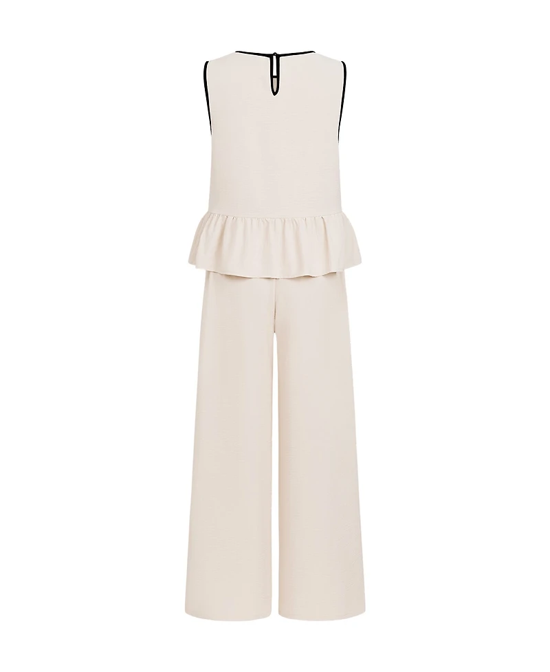 Cupshe Women's Crew Neck Unlined Long Pants Set