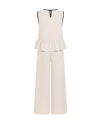 Cupshe Women's Crew Neck Unlined Long Pants Set