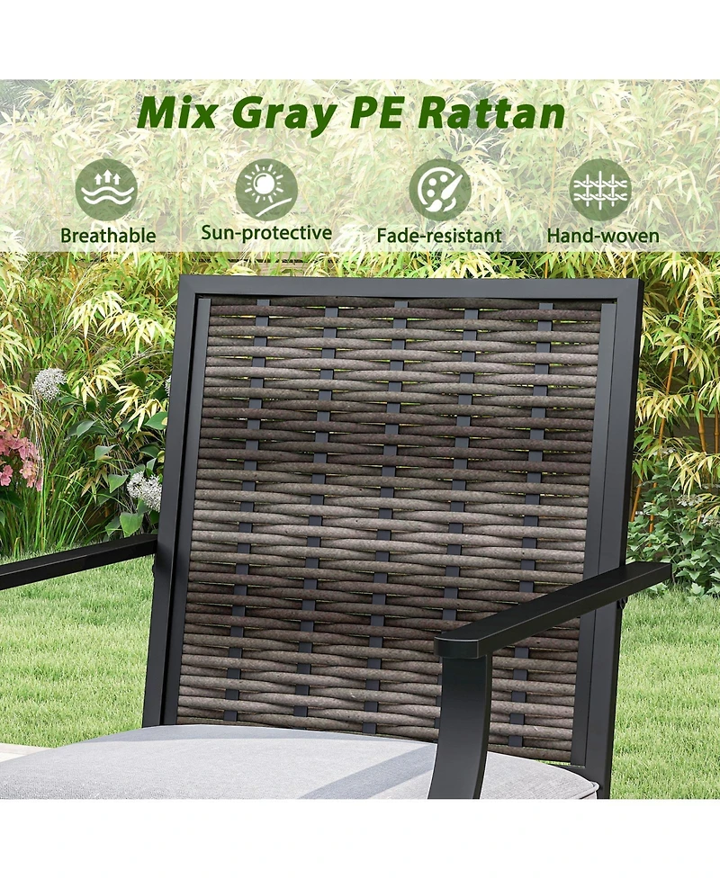 Slickblue Outdoor Bar Table Set 3 Piece with Swivel Rattan Chairs