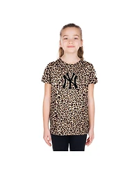 New Era Big Girls Brown York Yankees Leopard T-Shirt
