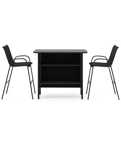 Sugift 3-Piece Outdoor Bar Set with Footrest and 2-Tier Storage Shelf