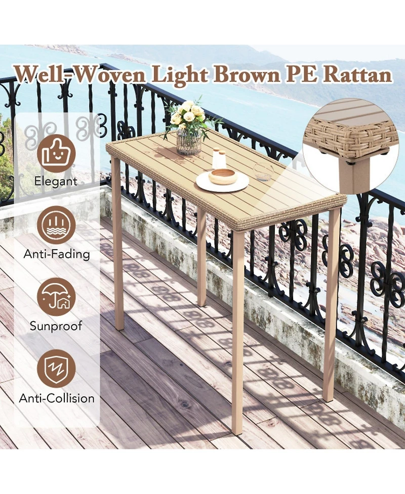 Sugift 3-Piece Patio Bar Table Set with High Table and 2 Armless Chairs