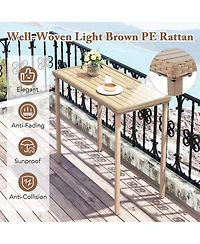 Sugift 3-Piece Patio Bar Table Set with High Table and 2 Armless Chairs