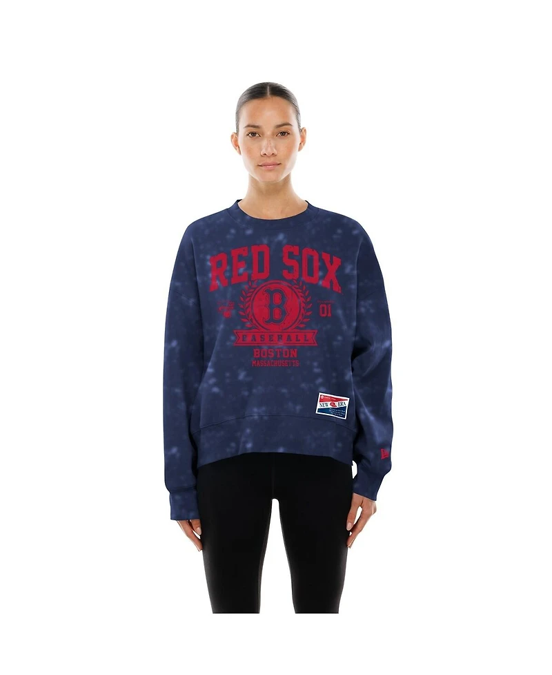 New Era Women's Navy Boston Red Sox Throwback Oversized Boxy Sweatshirt