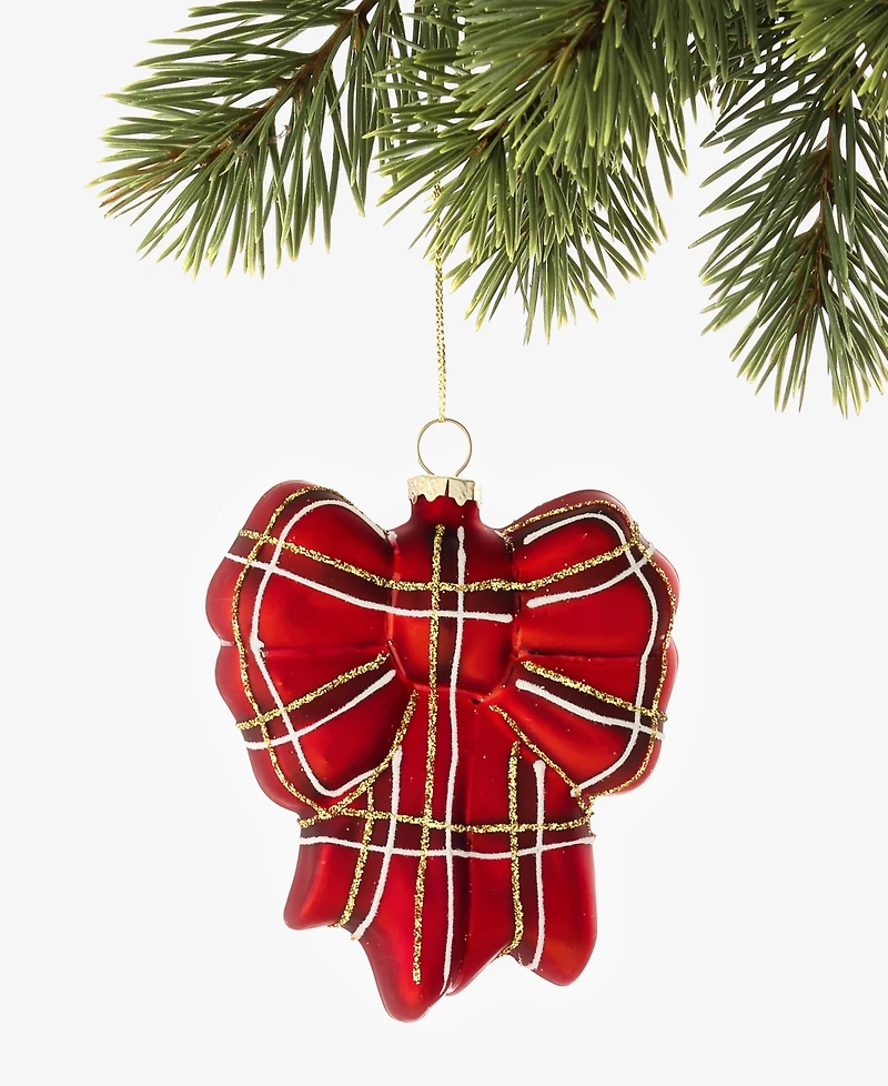 Holiday Lane Cozy Cabin Plaid Bow Ornament, Macy's Exclusive