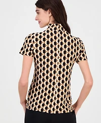 Anne Klein Short-Sleeve Mock-Neck Top