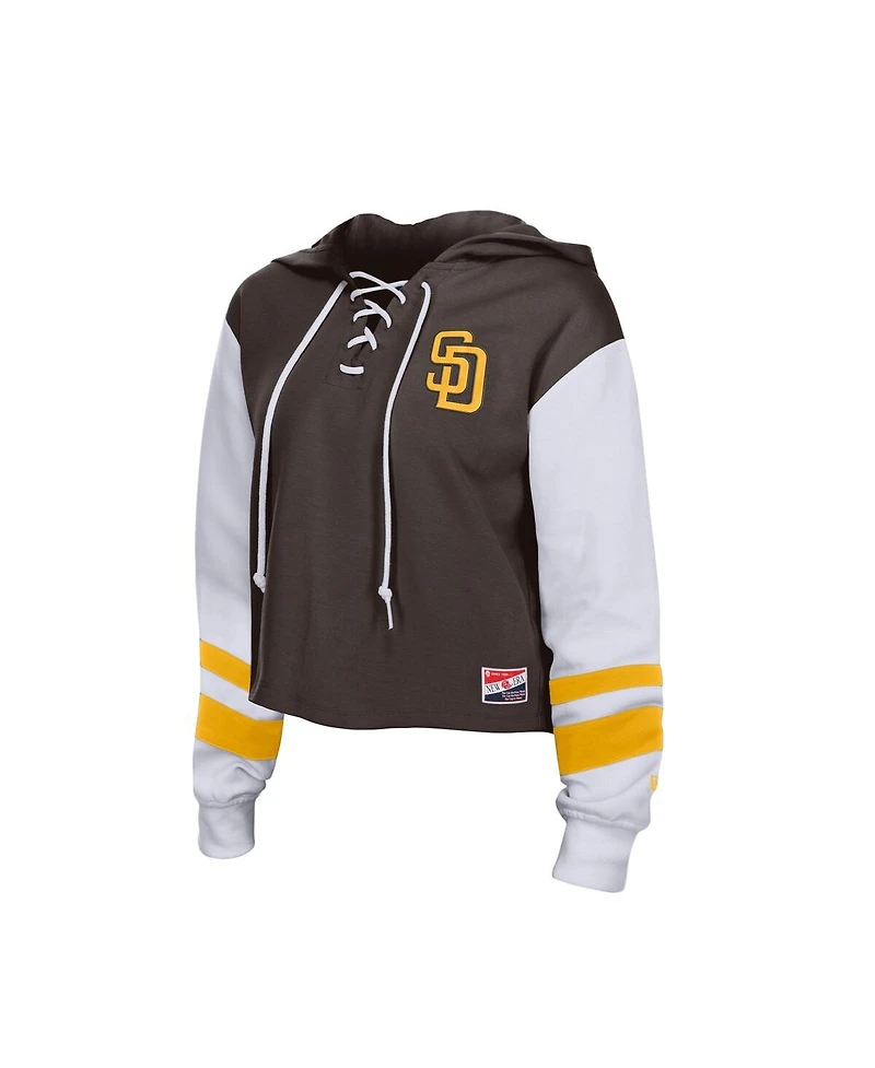 New Era Women's Brown San Diego Padres Boxy Lace-Up Hoodie