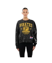 New Era Women's Black Pittsburgh Pirates Throwback Oversized Boxy Sweatshirt