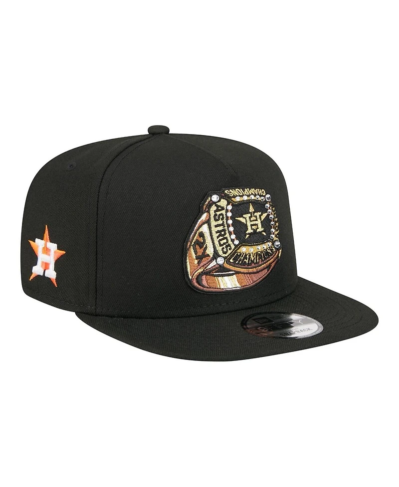 New Era Men's Black Houston Astros Ring A-Frame 9FIFTY Snapback Hat