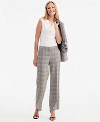 Anne Klein Women's Check Mid-Rise Wide-Leg Pants